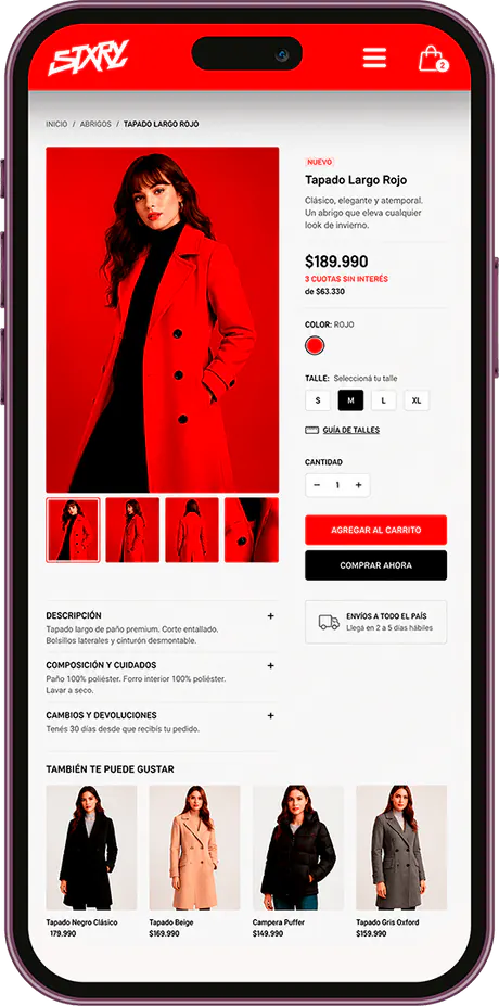 Pantalla 2 de tienda online desarrollada por Ideamos